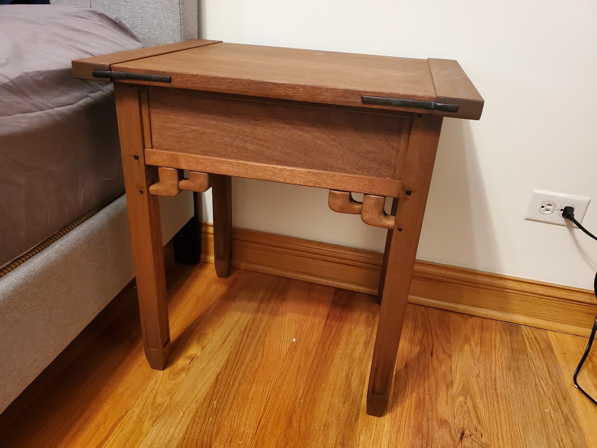 African Mahogony Greene and Greene Bedside Table with Ebony Inlays