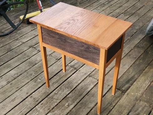 Red Oak Side Table with Iron Oxide treated White Oak panels